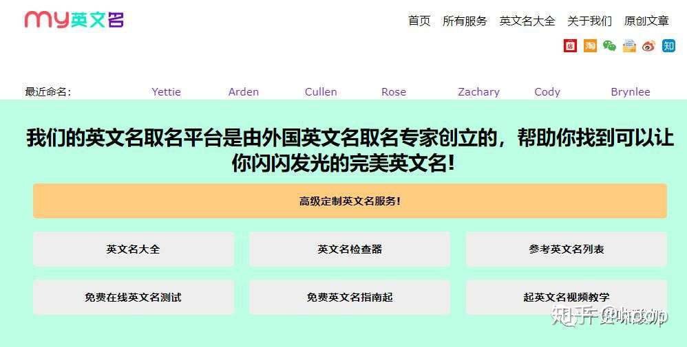 六个取名网站 帮你找到满意的英文名 知乎