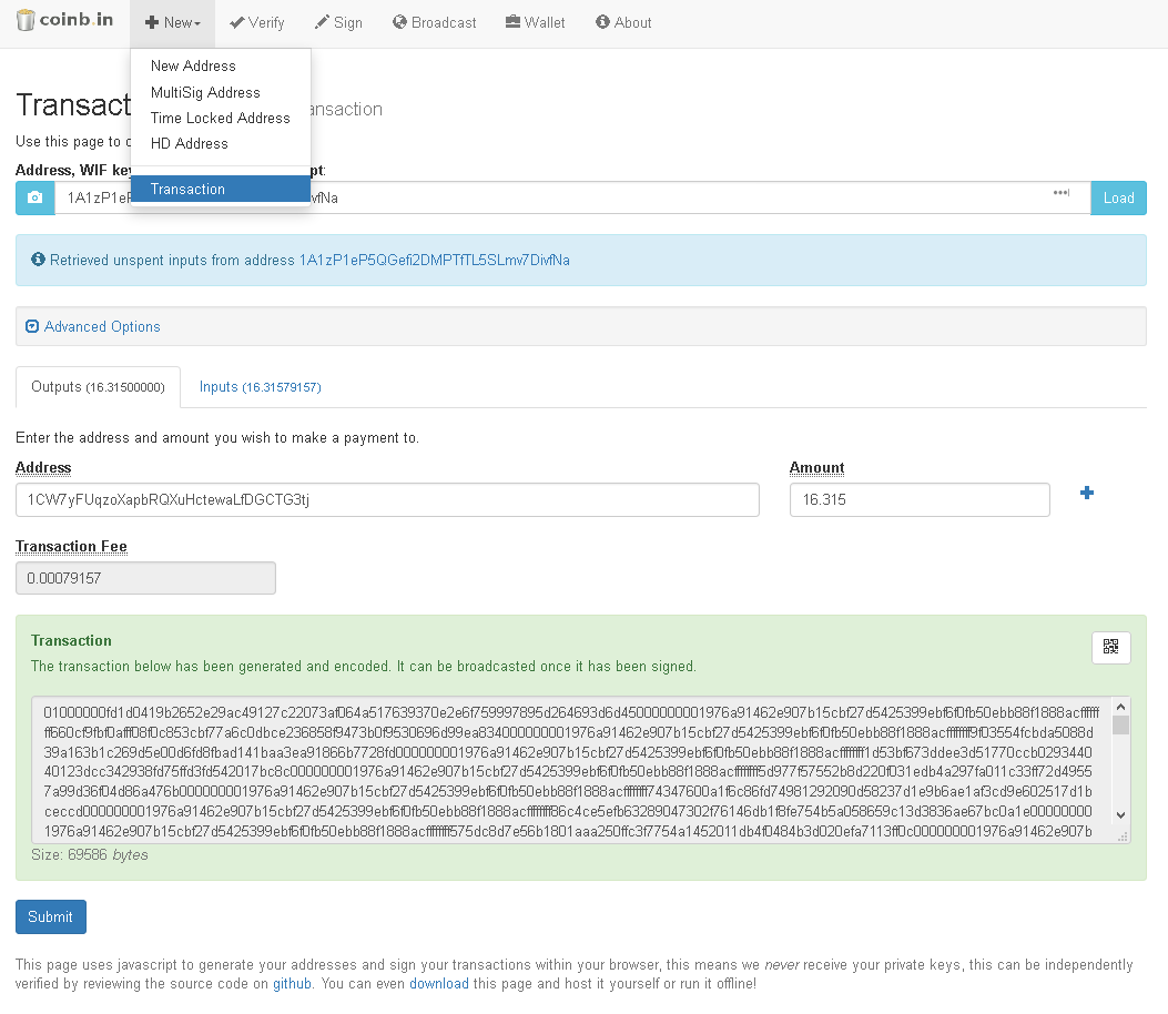 冷钱包离线转出比特币（coinb.in）操作介绍- 知乎