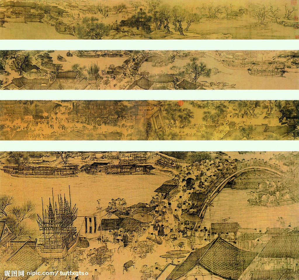 有一张从国家博物馆得到的7亿像素的超高精扫描版清明上河图现在想