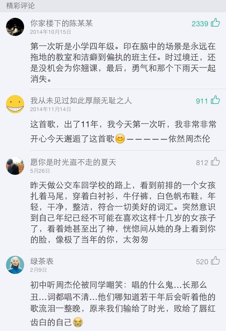 为什么网易云音乐平台上,周杰伦歌曲里《晴天