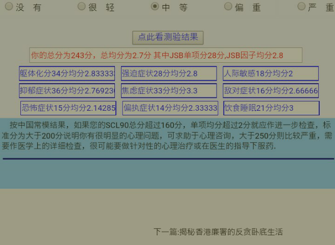 scl90测试结果 请专业人士帮忙分析一下 谢谢!