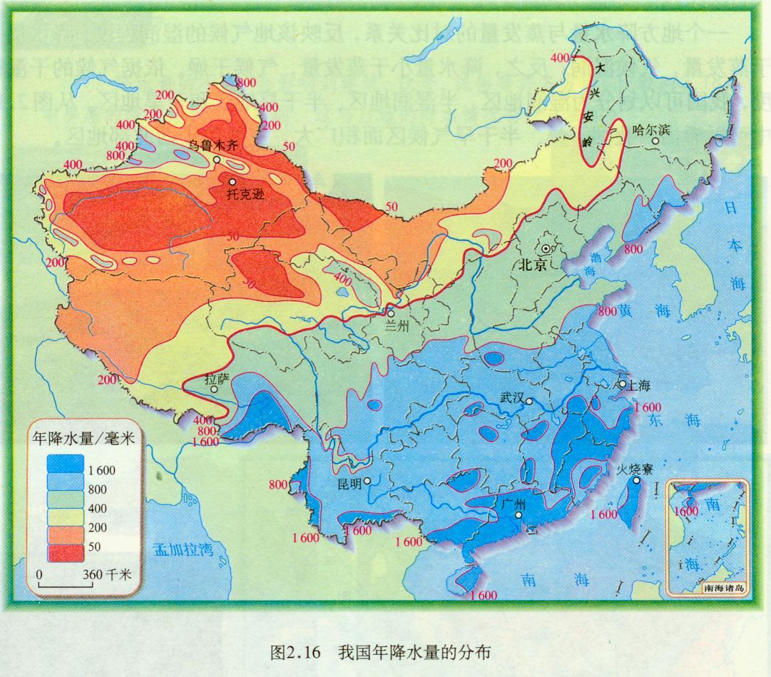 我国等降水量线图片