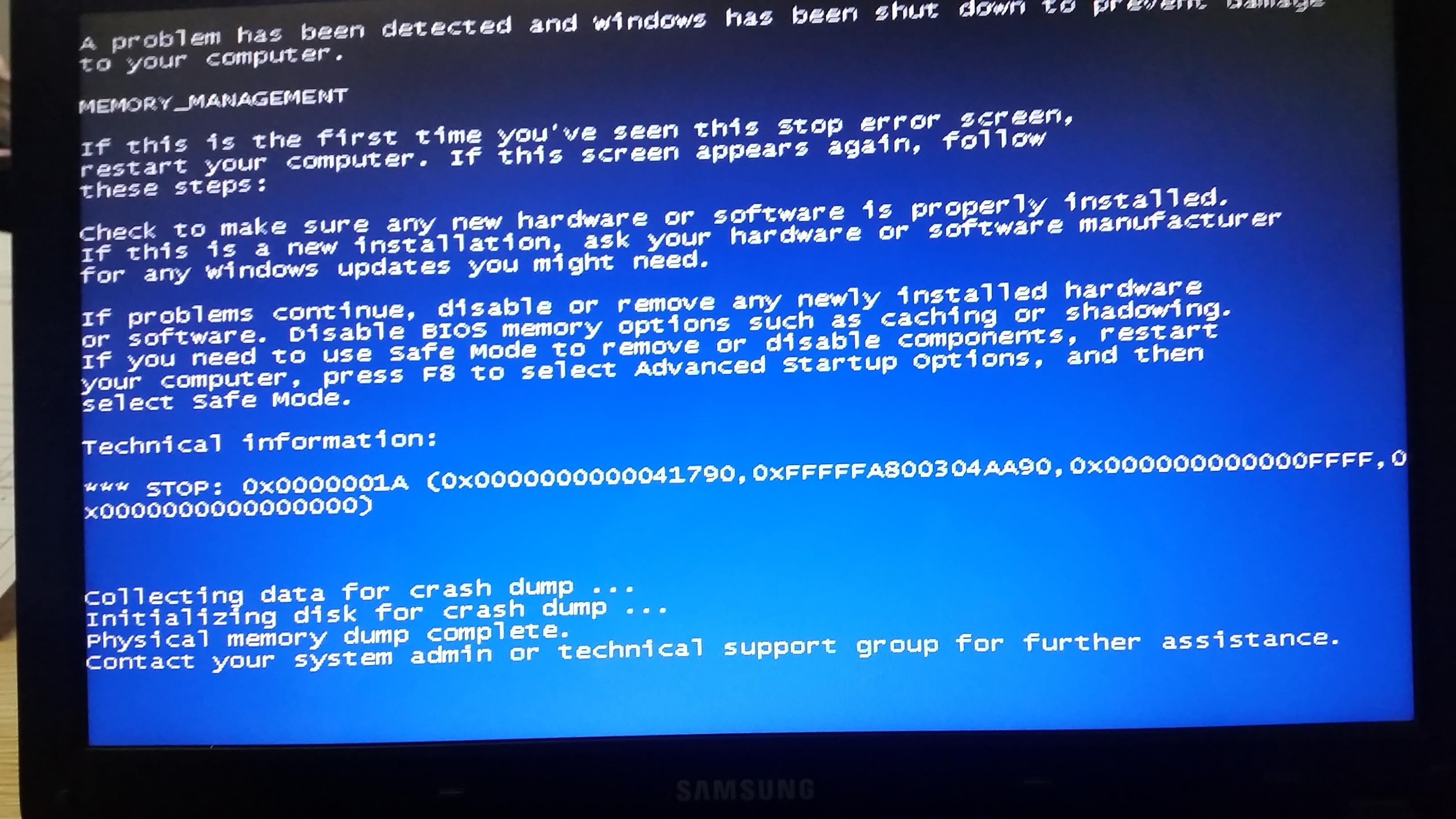 win7笔记本蓝屏原因已附截图求大神解答?