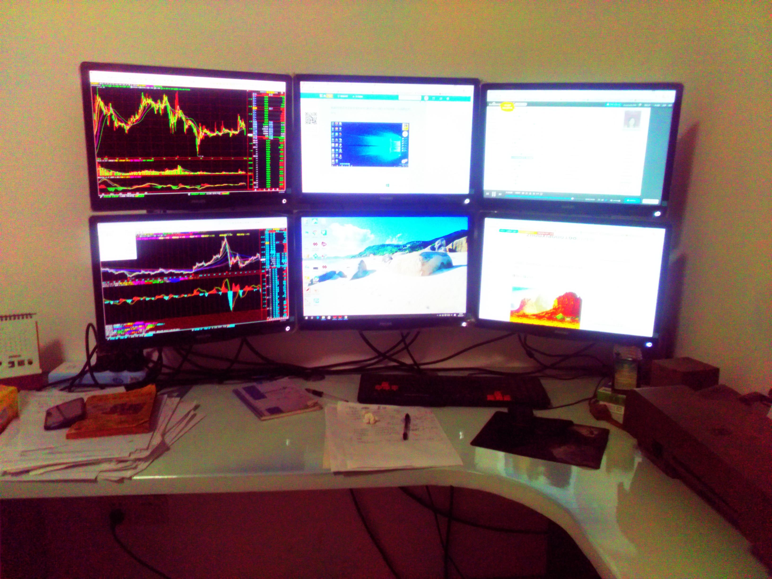 如何搭建一个交易员的多屏幕桌面,至少4个屏幕的?