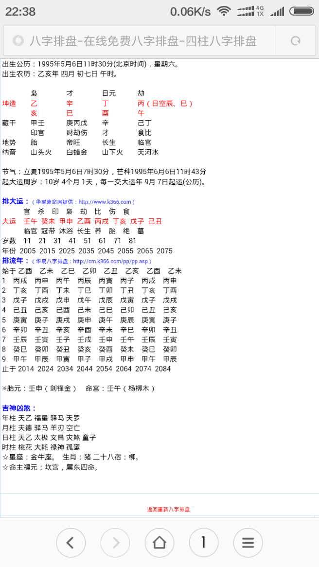本人女,生于1995年农历4月初七,中午11点30分