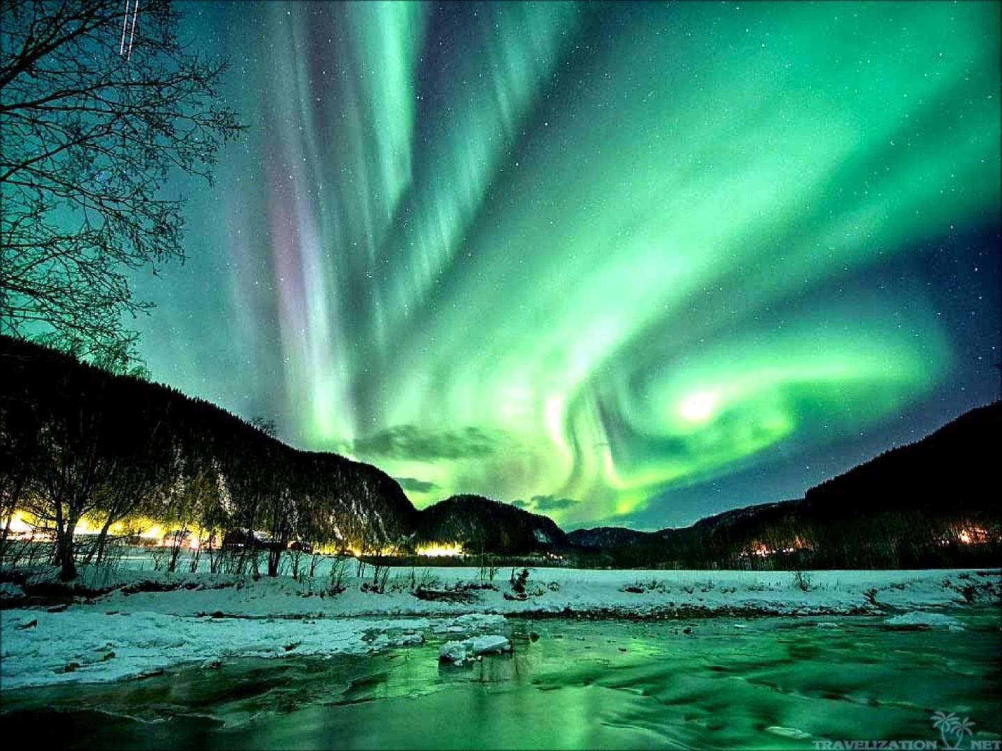 beautiful azure aurora light phenomena