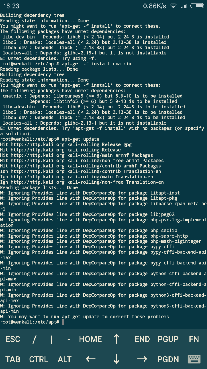 linux debian kali apt-get update 提示这个 怎么处