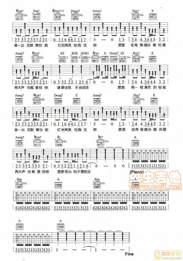 陈奕迅的不要说话吉他谱?