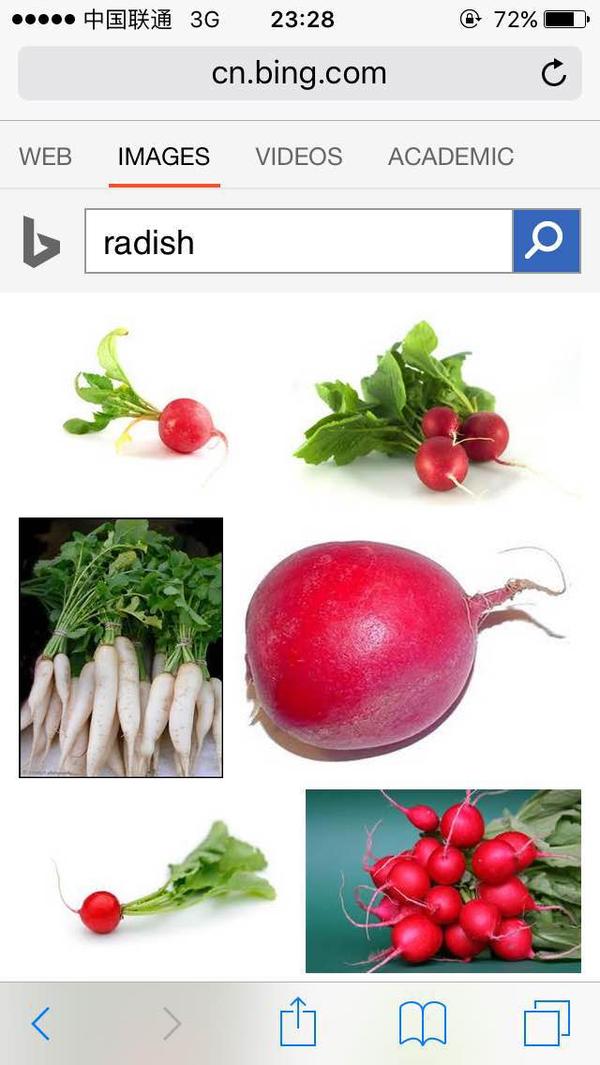 幫男朋友翻譯題目,提到carrot和radish的區別,問他什麼是radish