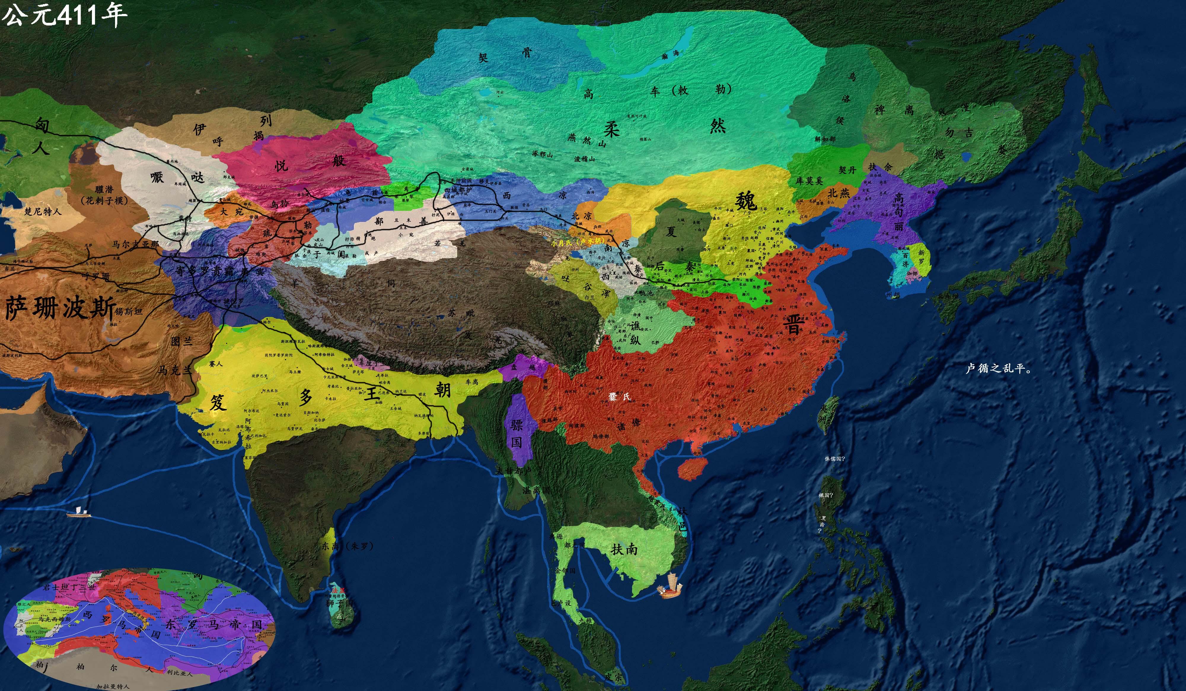 详细中国历史地图版本3-385-417年