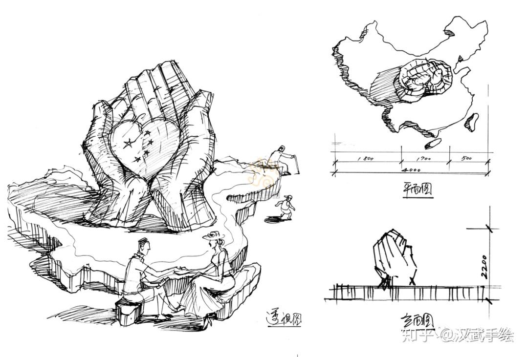 雕塑手绘设计项目:深圳龙华区大浪街道雕塑设计3