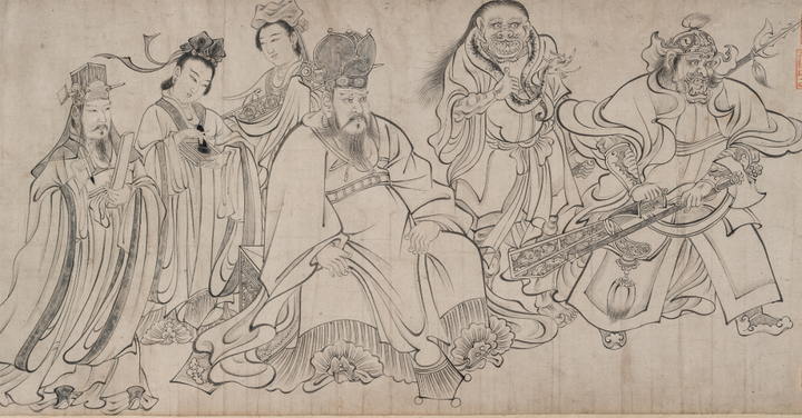 版画】【一灯】b6876 不明拓本 魏碑? 動物 鹿 人物 中国画