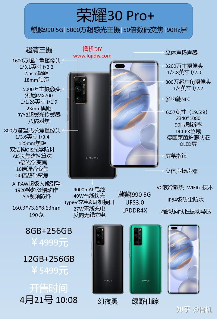 11,华为mate30 pro参数:麒麟990,4000万后置四摄 3200万前摄双摄,ufs