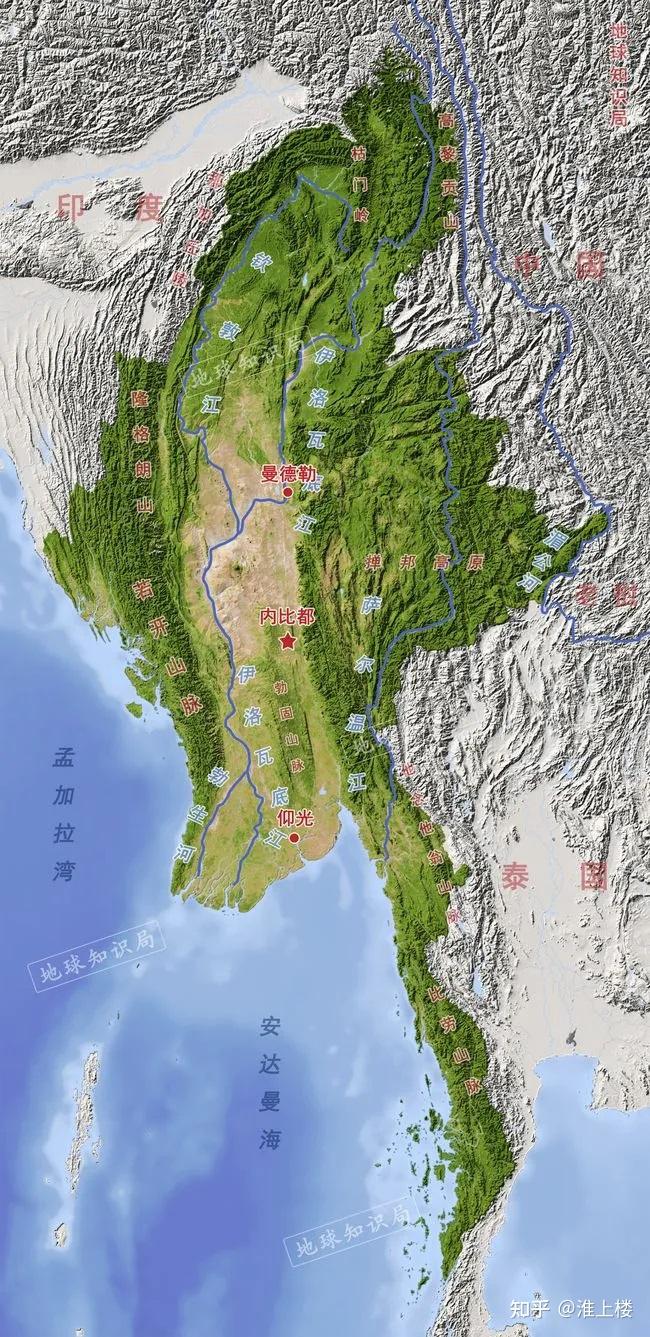 缅甸河流分布图图片
