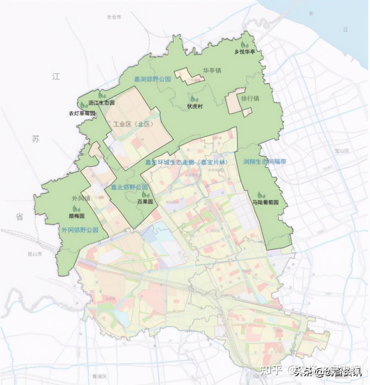 嘉定区城市空间布局"1"嘉定新城嘉定新城范围向北拓展片区面积由 122