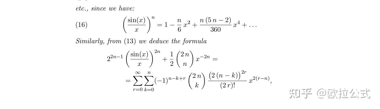 正弦函数sinx高次方后的泰勒级数展开式