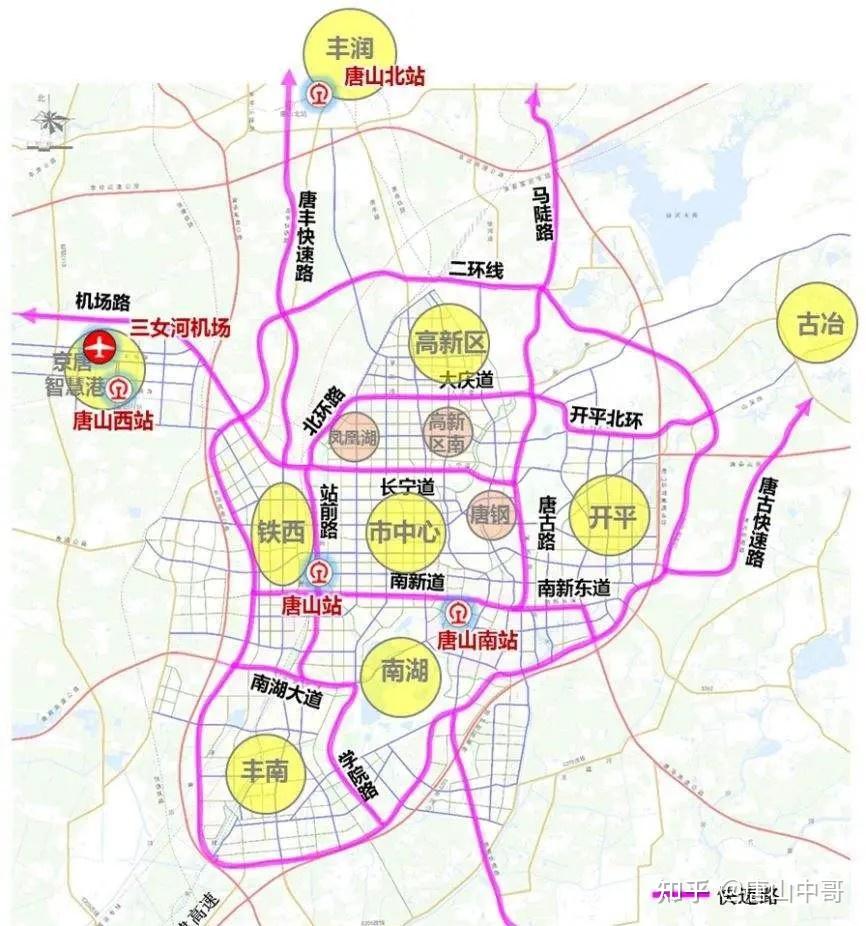 之前看了很多版本的唐山规划图,每个规划图上面都有学院路向北延伸到