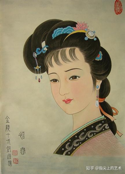 吴良柱工笔绘画十二金钗造像
