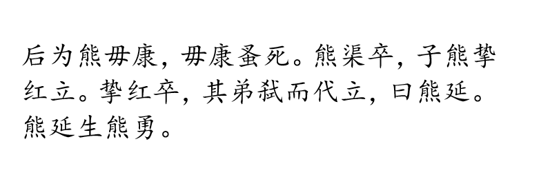 他的儿子叫熊丽(楚居认为是楚的开端,熊丽生了熊狂,熊狂生了熊绎(yì