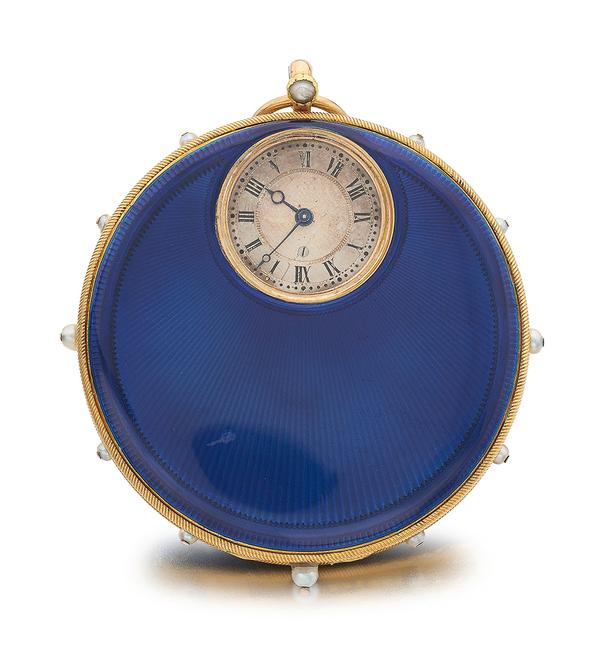 lot 214:宝玑黄金珐琅镶珍珠怀表