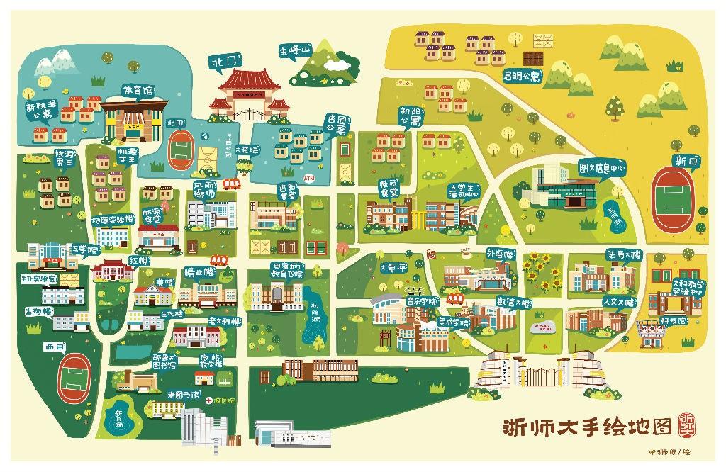 附上一张浙师大地图,听说2021届新生是住在新桃源公寓(左上角),环境
