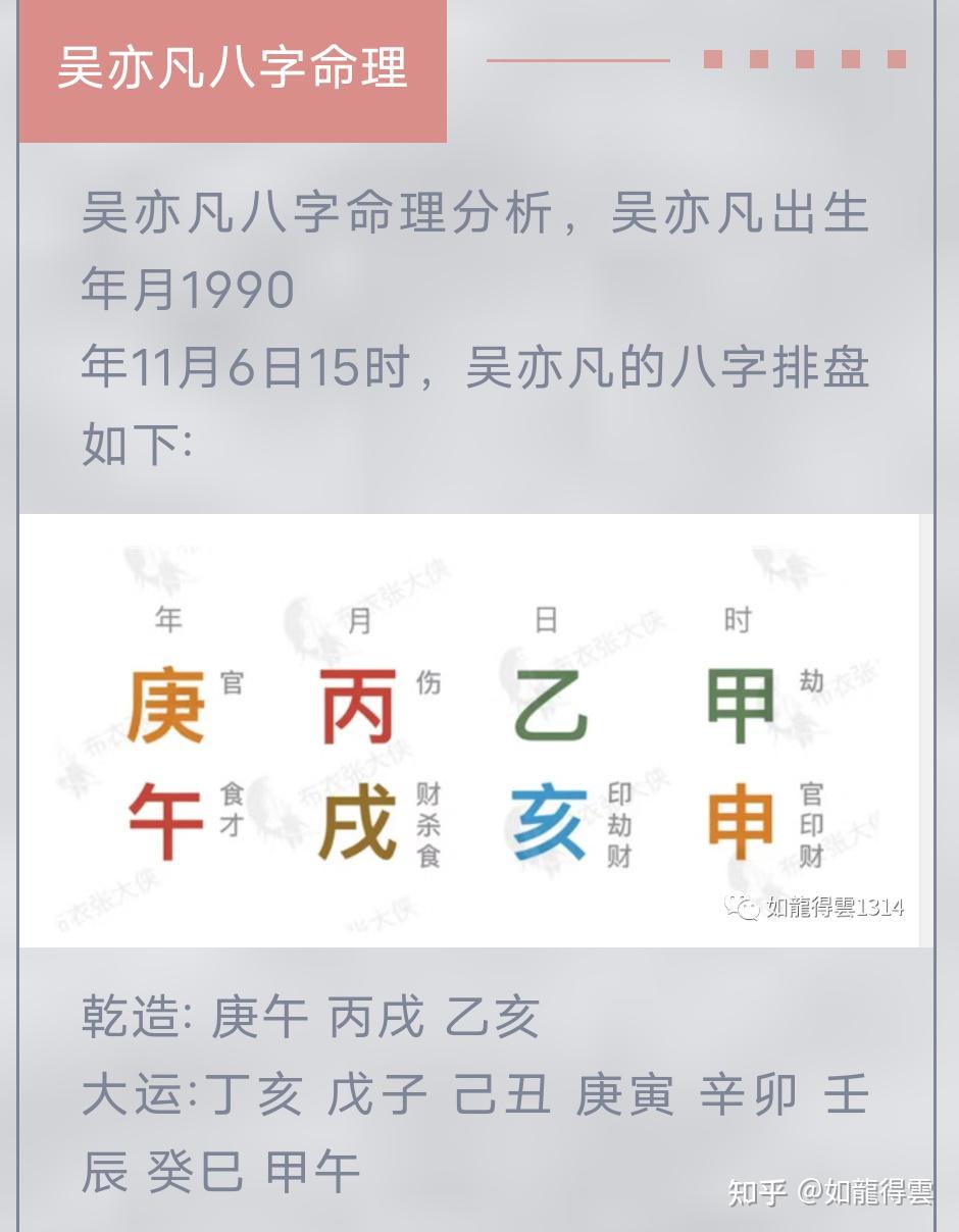 吴亦凡八字命理分析图片