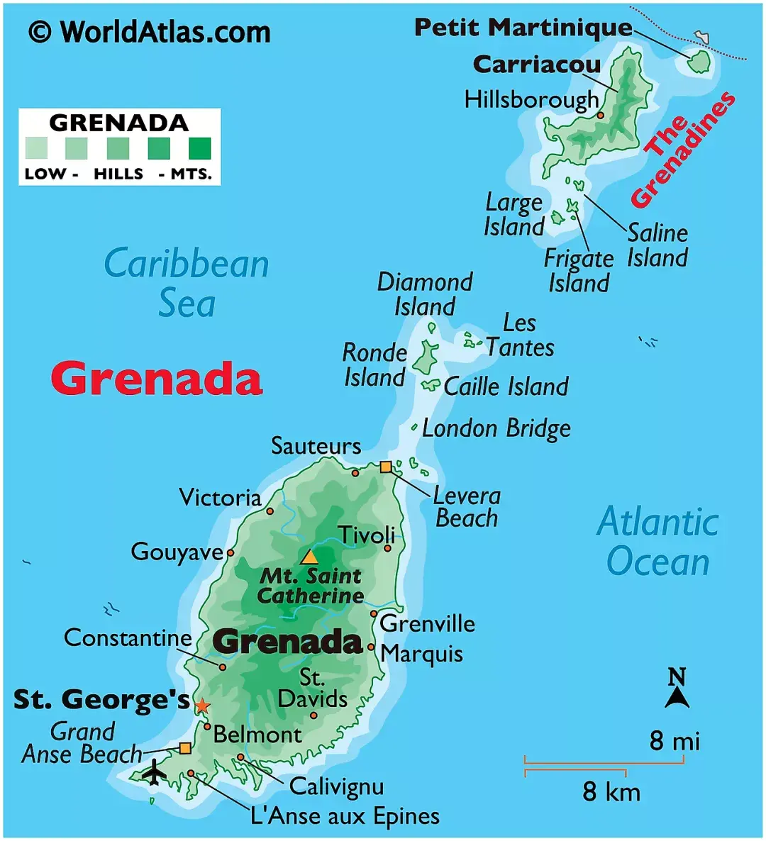 格林纳达地图上的位置图片
