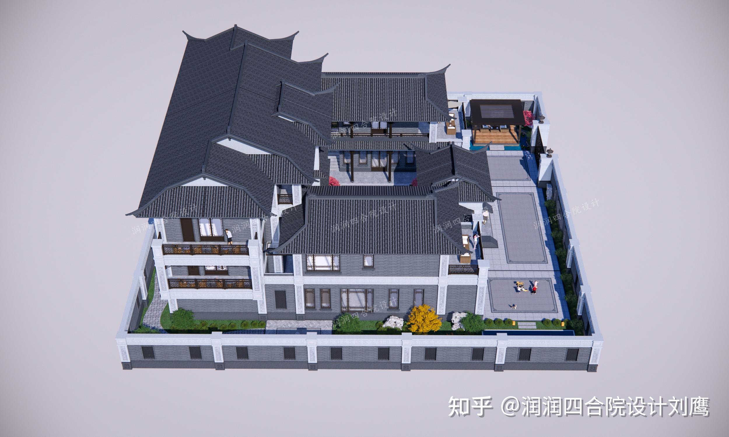 润润四合院设计刘鹰：潮汕中式三层四合院25×26.5，青砖与石材搭出别致的古朴高级感 - 知乎