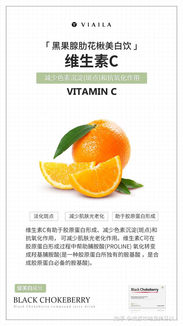 viaila 唯爱美白饮→高维c促美白成分