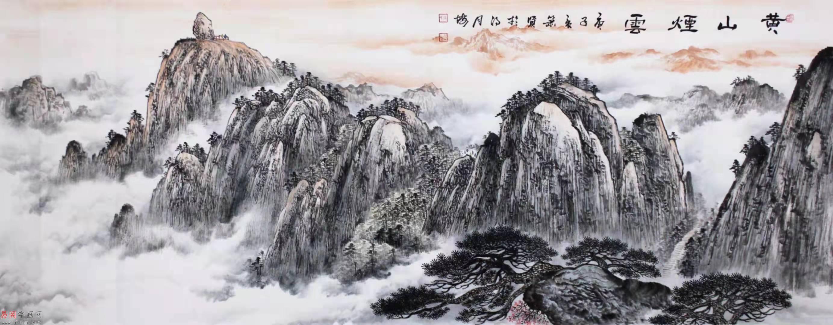 黄山奇峰的点睛之笔国画迎客松受全国人民喜爱