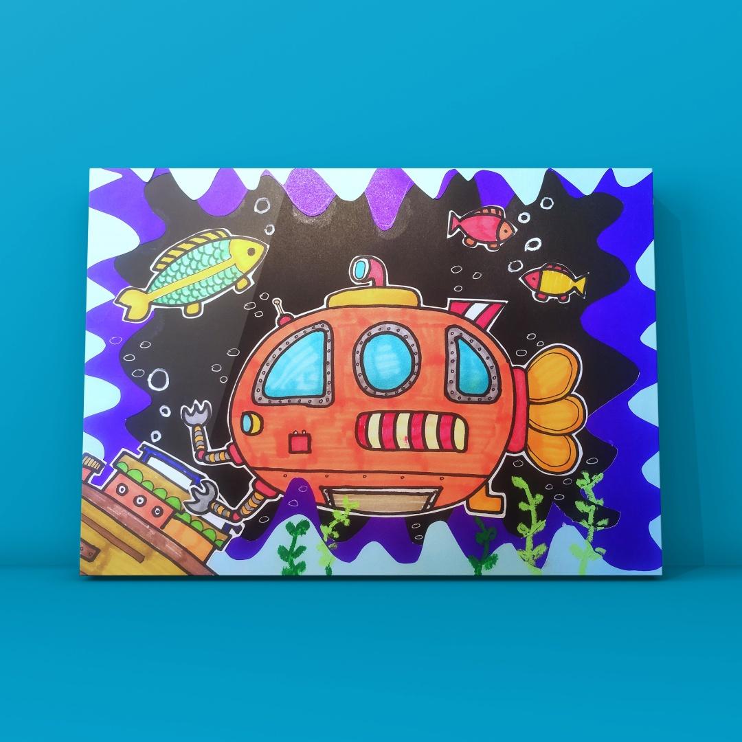 少儿创意美术课件ppt分享水下潜水艇