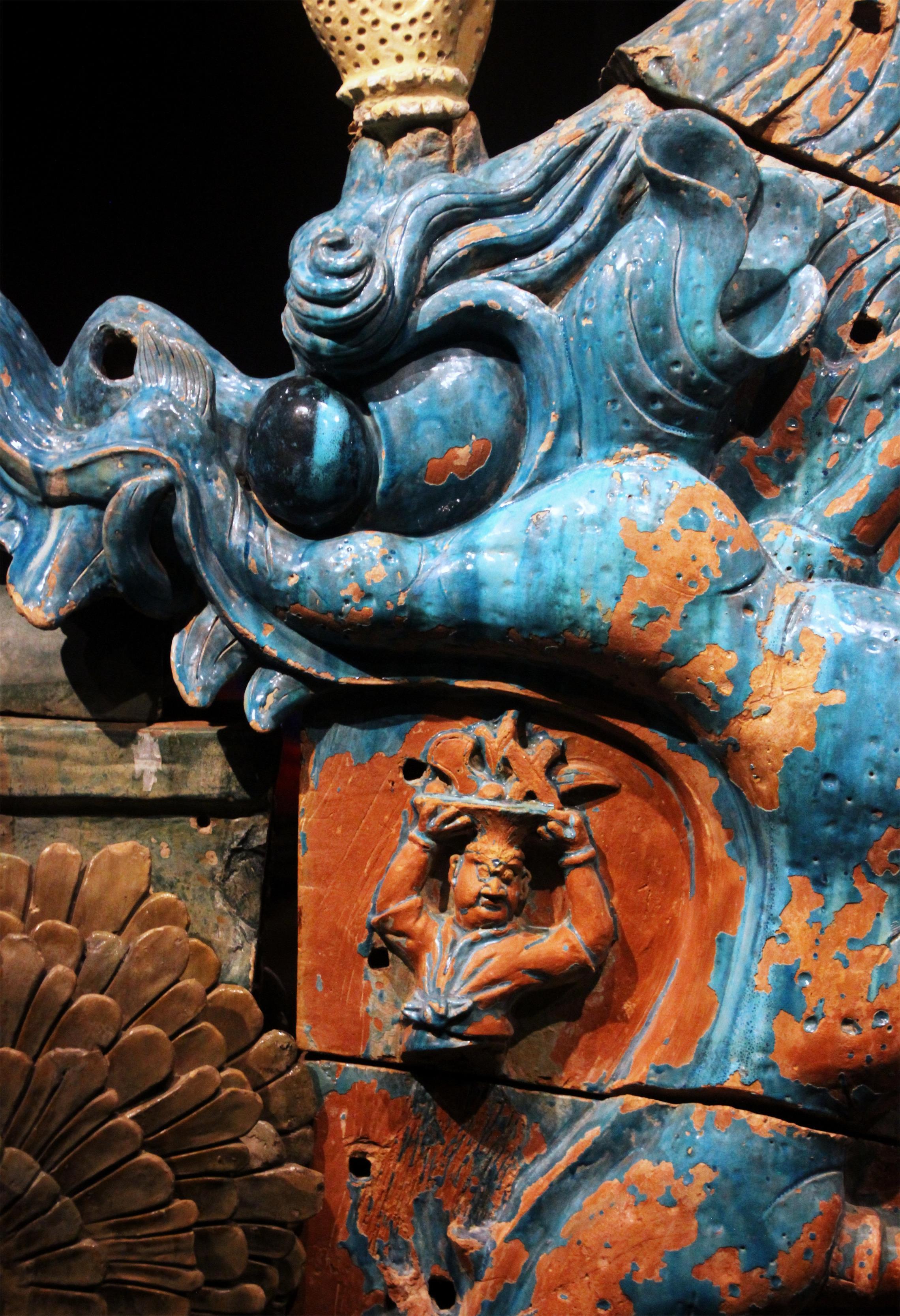 山西永乐宫-元代建筑装饰与展览文物:琉璃鸱吻、屋顶脊饰;道袍雕饰等【多图细赏】 - 知乎