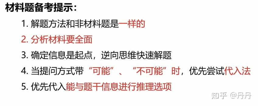 推理起點:確定信息基於題幹推出的信息,可以用於整篇材料整個解題思路