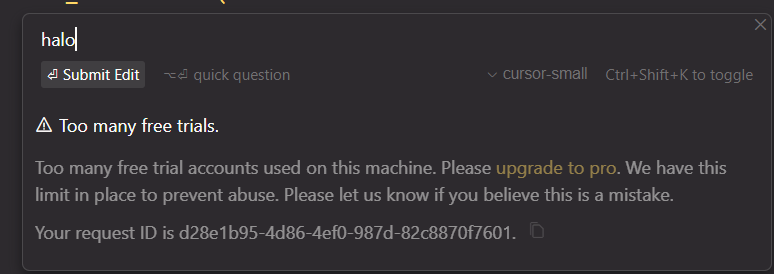 Cursor 不能用了, 提示你登录设备过多怎么办？
