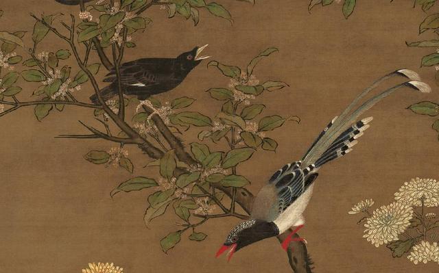 中国工芸 掛軸 明・呂紀『桂菊山禽圖』故宮博物院監製 紙箱付 J100 中国工芸 掛軸 明・呂紀『桂菊山禽圖』故宮博物院監製 紙箱付 J100