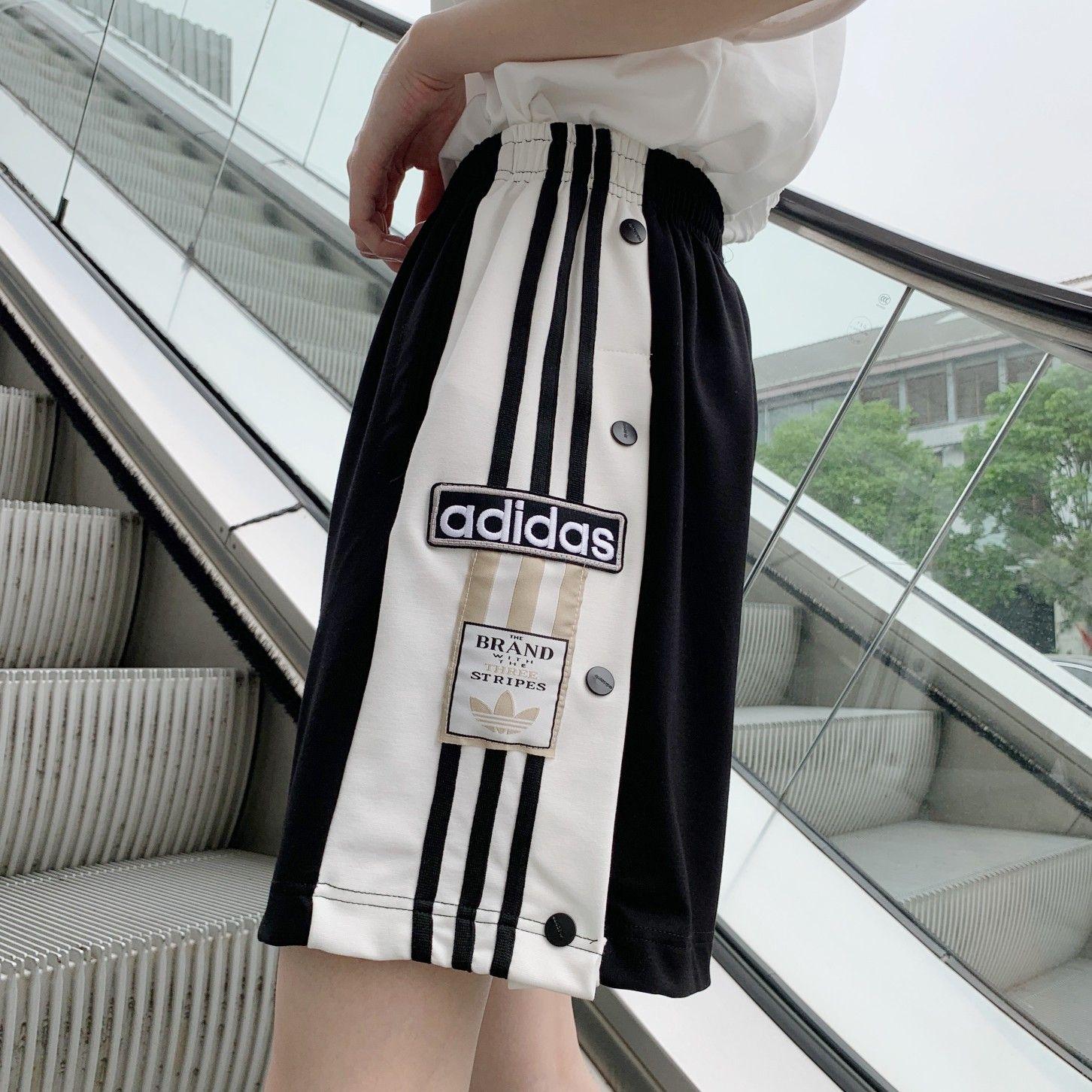 adidas/三叶草收口银标阿迪达斯adidas束脚排扣短裤 