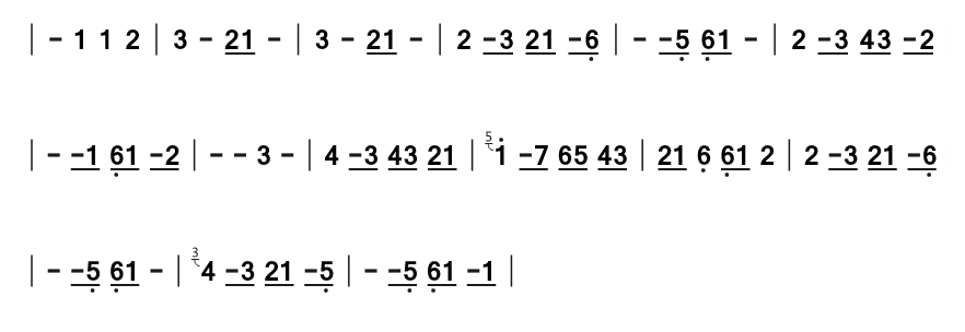 全曲涉及器乐的弦律部分主要有两处,第一处就是吸粉万千的前奏,以简谱