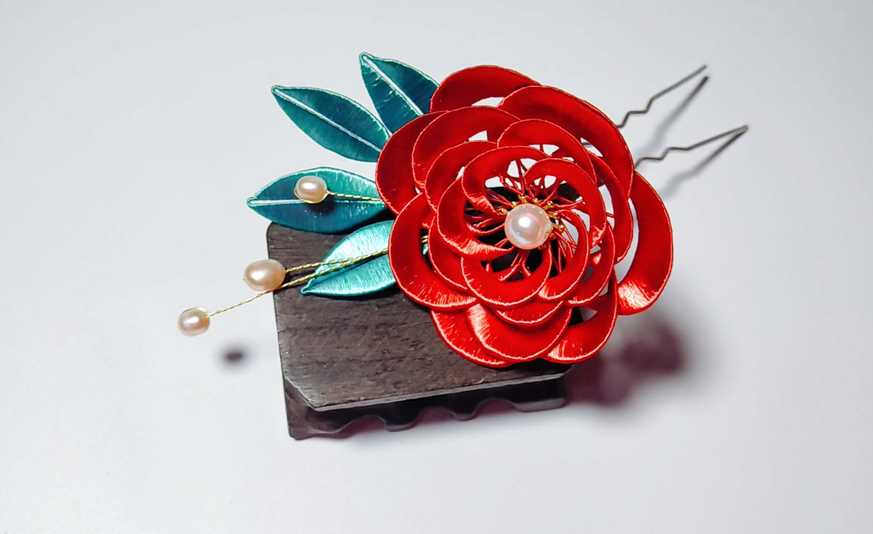 手工缠花教程之玉茗山茶花的详细制作过程下你们学废了吗