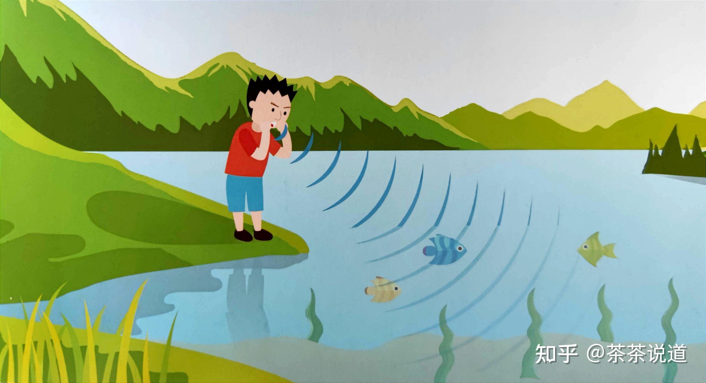 闲着无聊时,孩子们也爱往池塘里扔小石子,听水里发出扑通声,看水面漾