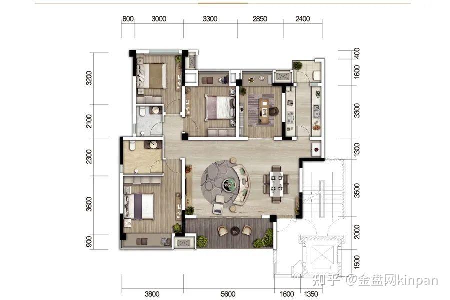 什么是横厅户型?推荐不同面积段的28个横厅户型案例