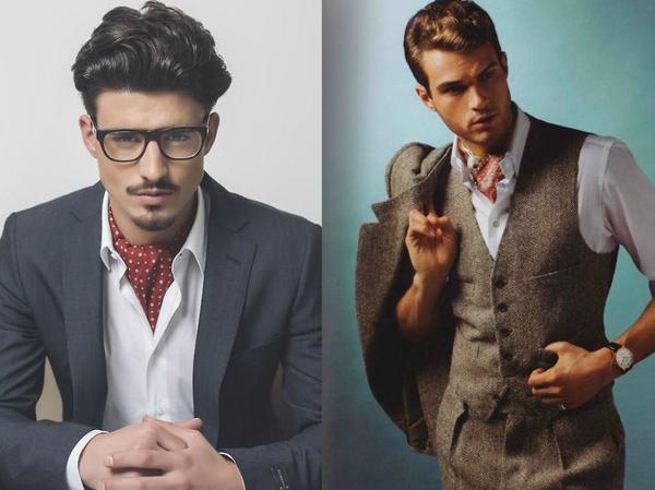 阿斯科特领巾ascot tie最简单的打法就是下面这种,搭配礼服和翼领衬衫