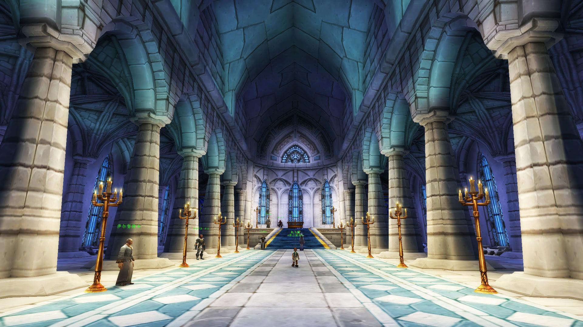 教堂广场是暴风城最高的建筑-光明大教堂所在区域,整个区域也是围绕