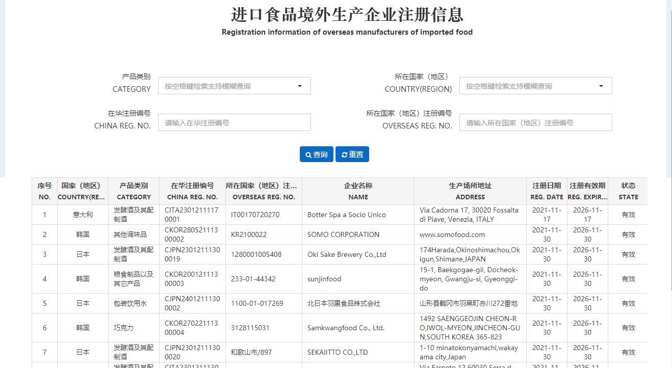 進口食品境外生產企業註冊信息可以查詢啦附註冊流程