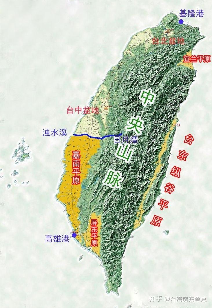 台湾的面积很小,更关键是台湾可利用面积更小,我们来看一张百度地图