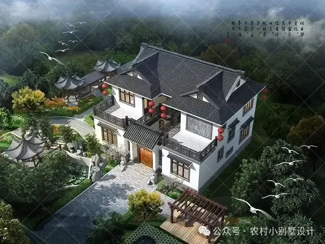 48款二层中式合院别墅,二层新中式四合院农村自建房别墅设计图 - 知乎