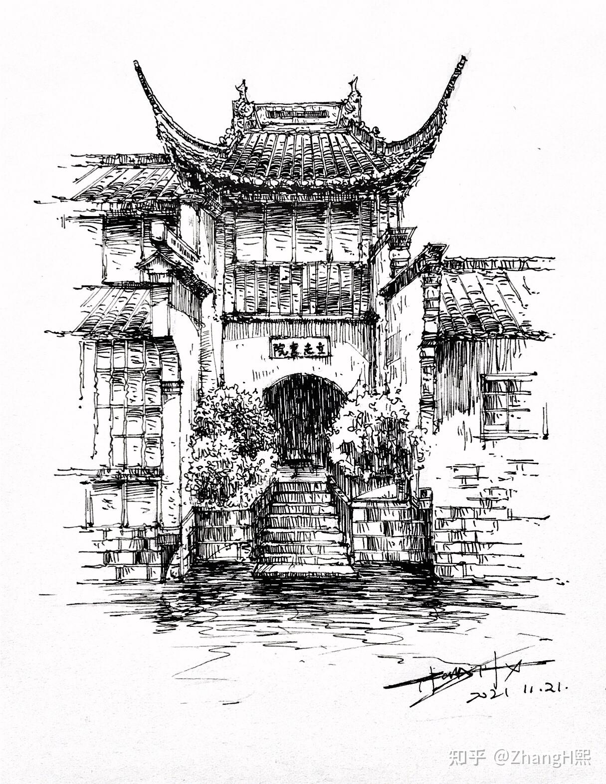 古老建筑物图片素描图片