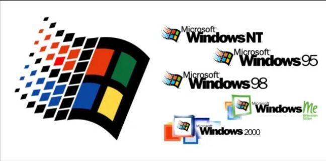 从1985年到2022年的每个microsoftwindows徽标