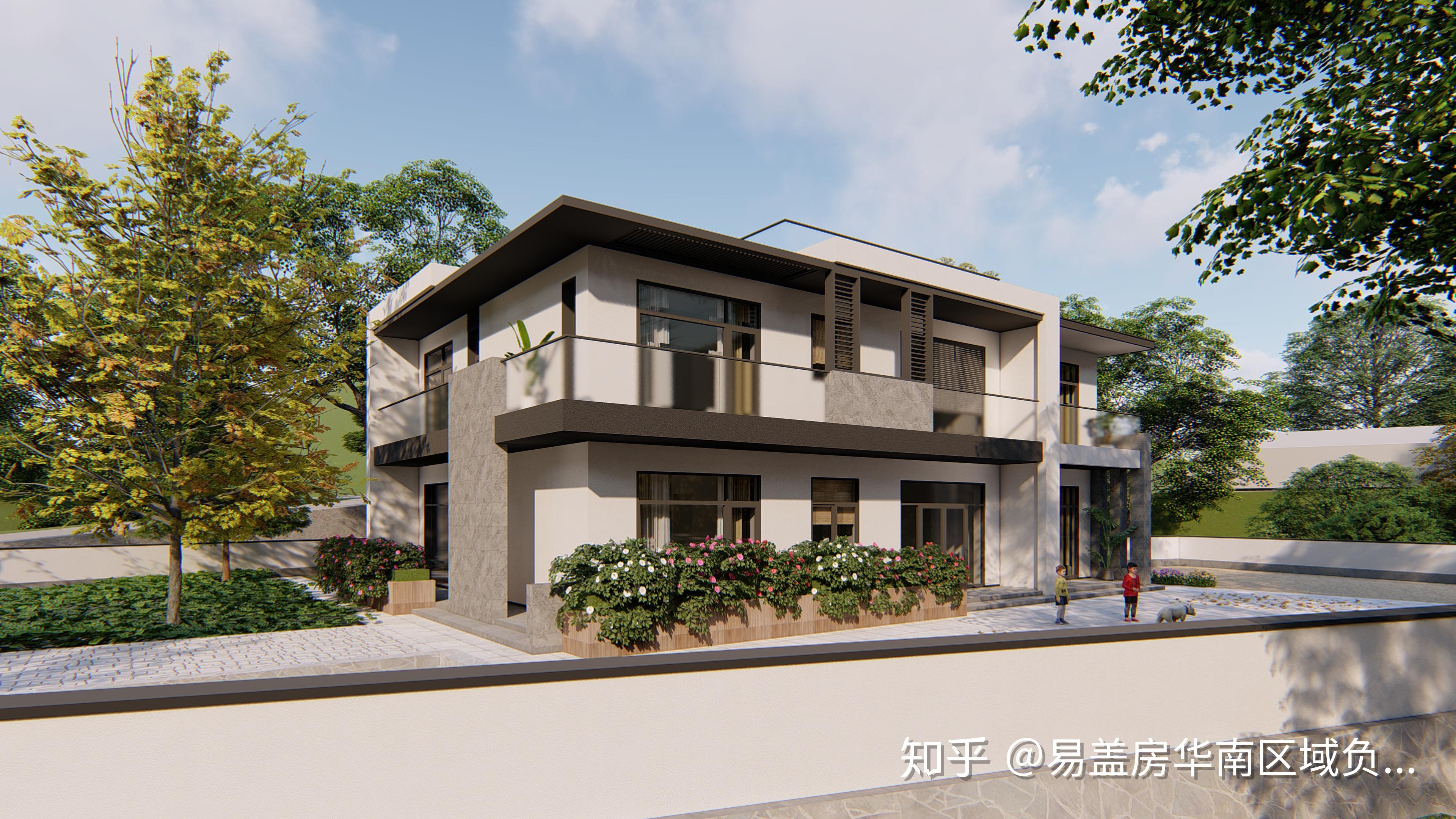 乡村自建房,75万建434平两层现代风格别墅