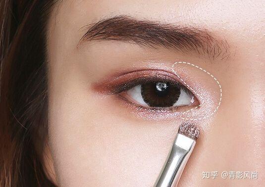 前移式眼影的画法是将整个眼影的重点,放在内眼角的位置,以内眼角为