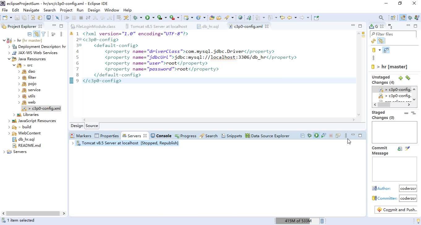 Jsp servlet jdbc c3p0 